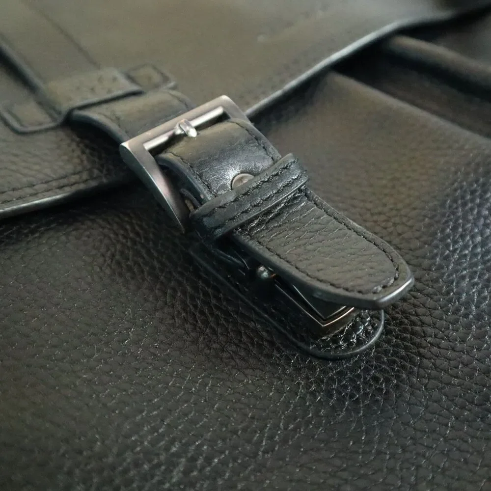 Kenneth Cole Leather Briefcase lap top tote Bag Black 16